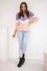 Sweater with geometric patterns purple+powder pink