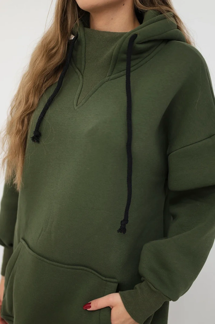 Aufwärmbluse mit halbem Rollkragen khaki