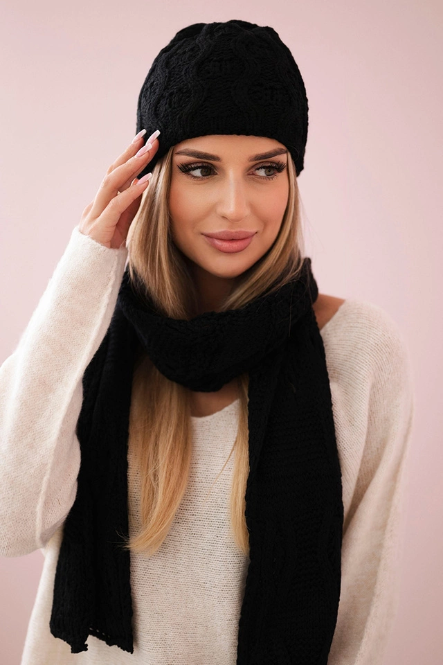 Damenset mit Schal Amelia K329 schwarz