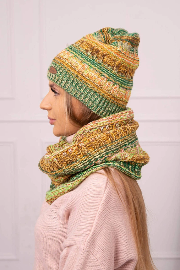 Women's set with fleece Feliksa K411 orange+green