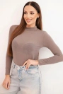 Damenpullover aus Kaschmir mit zartem Rollkragen und langen Ärmeln fango