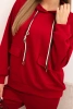 Women's set butter hoodie with pants with a belt burgundy