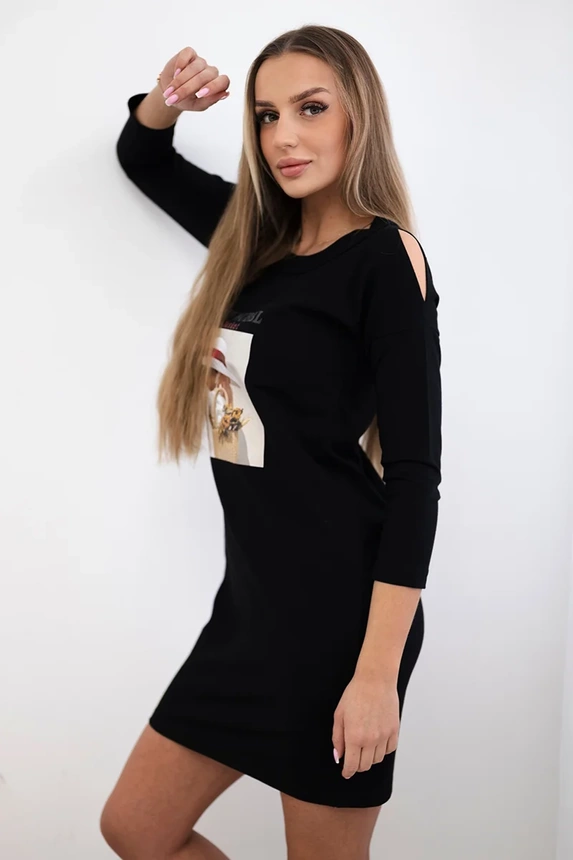 Krepšelio rašto suknelė juoda