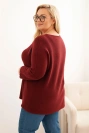 Plus size women's sweater with a boat neckline burgundy