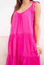 Women's viscose dress with tie straps fuchsia