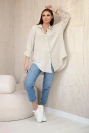 Bavlnená mušelínová košeľa oversize tmavo béžová