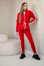 Women's cotton set with stripe and welts red