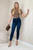 Dark denim trousers with a bow 