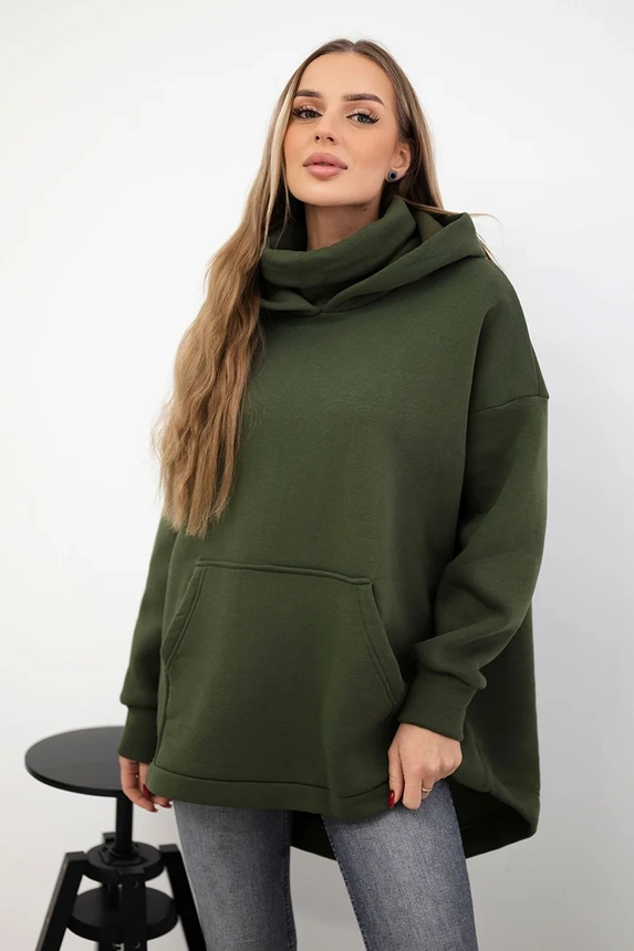 Bluza ocieplana z suwakiem z tyłu khaki