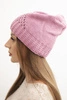 Women's winter wool hat with decorative weave and studs K449 light purple
