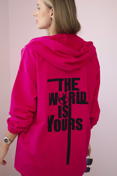 Bluza z nadrukiem "The world is yours" fuksja