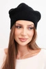 Women's winter wool hat with pom-poms and extended sides K448 purple