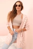 Women's openwork cardigan with pockets powder pink