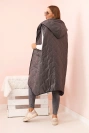 Women's quilted Plus Size vest with a hood zippered graphite