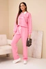 Women's set butter sweatshirt with a collar and straight pants light pink