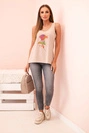 Women's cotton camisole with floral print beige