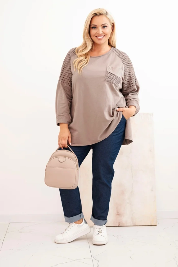 Dámská blůza Plus Size bavlněná s potiskem fango