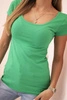 Classic women's cotton blouse with short sleeves green