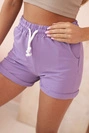 Damen Baumwollshorts mit Gummizug und Bindung in der Taille lila