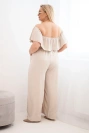 Women's Plus Size jumpsuit with ruffle and short sleeves beige