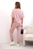 Women's viscose set with short sleeves and trousers dark pink