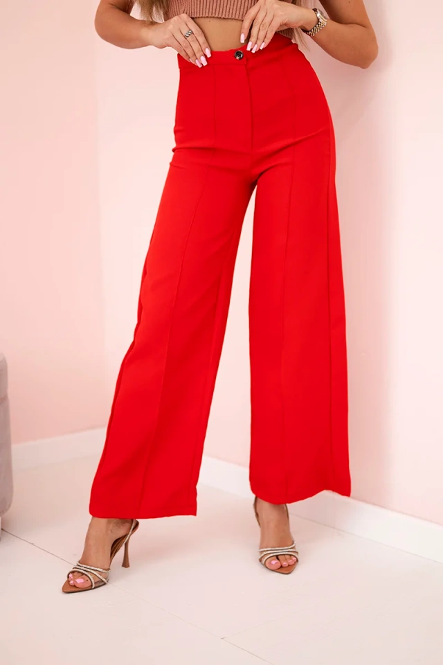 Spodnie z szeroką nogawką czerwone
