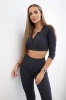 Ribbed crop top set graphite