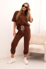 Damen-Set aus Viskose mit kurzem Arm und Hose, schokoladenfarben