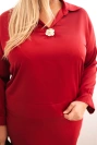 Damski komplektas Plus Size su satino blizgesiu ir nėriniais bordo