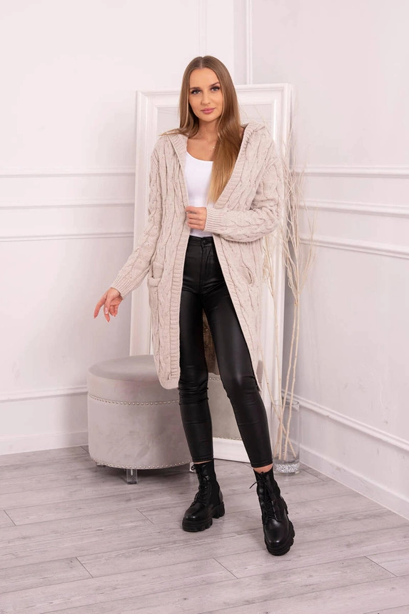 Kapuzenpulli mit Taschen hellbeige