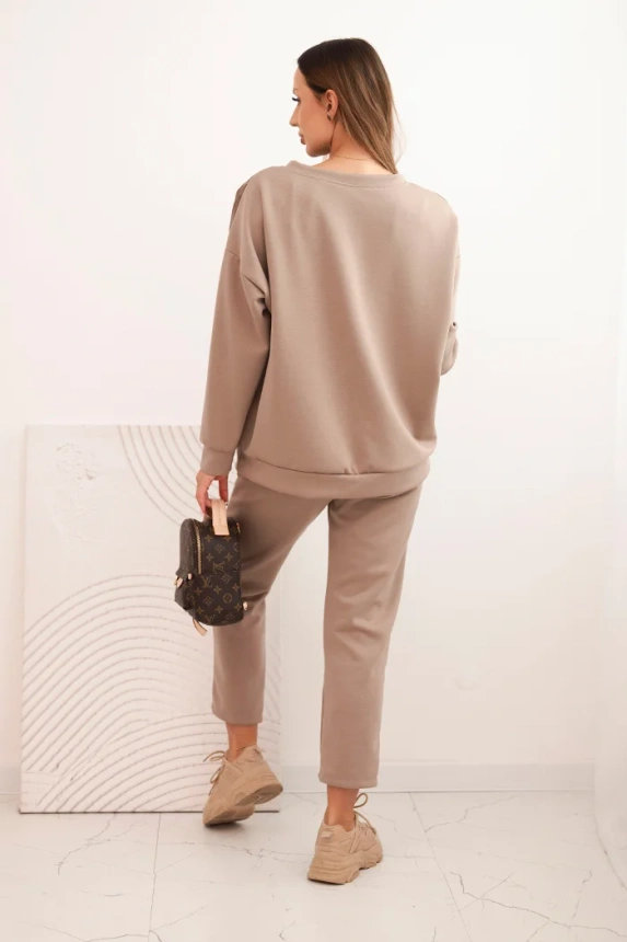 Women's tracksuit set made of viscose with a quilted sweatshirt and pants fango