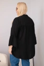 Women's plus-size viscose blouse with ruffled sleeve and V-neck black