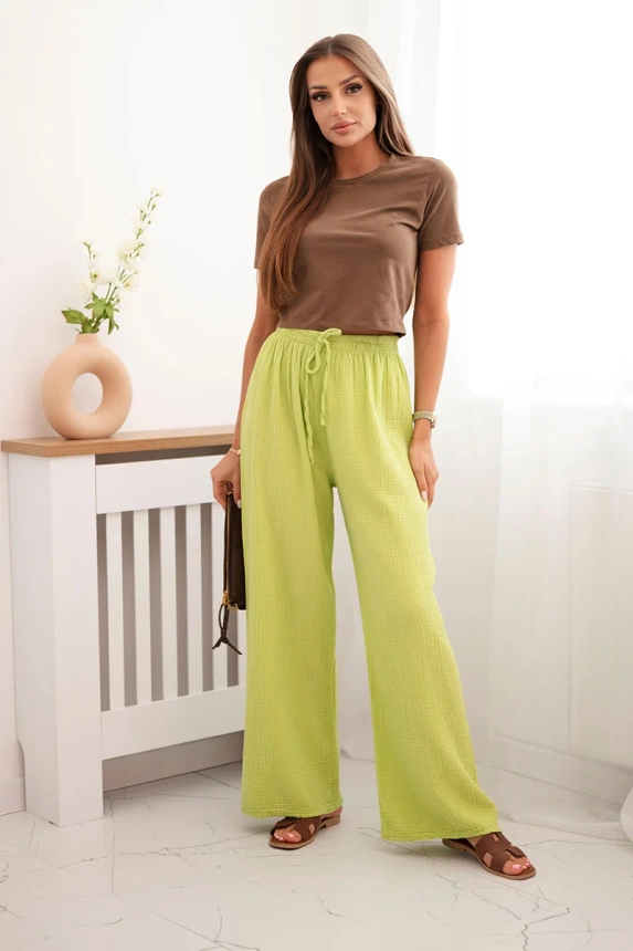 Muslin pants with a wide leg kiwi