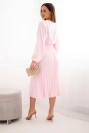 Tie-neck dress with a pleated bottom candy pink