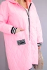 Plus Size women's quilted jacket with a hood and sporty cuffs candy pink