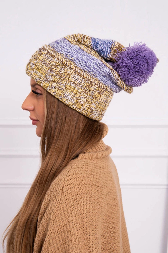 Cap with fleece Pola K267 purple+yellow