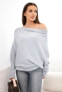 Women's viscose batwing asymmetrical sweater gray