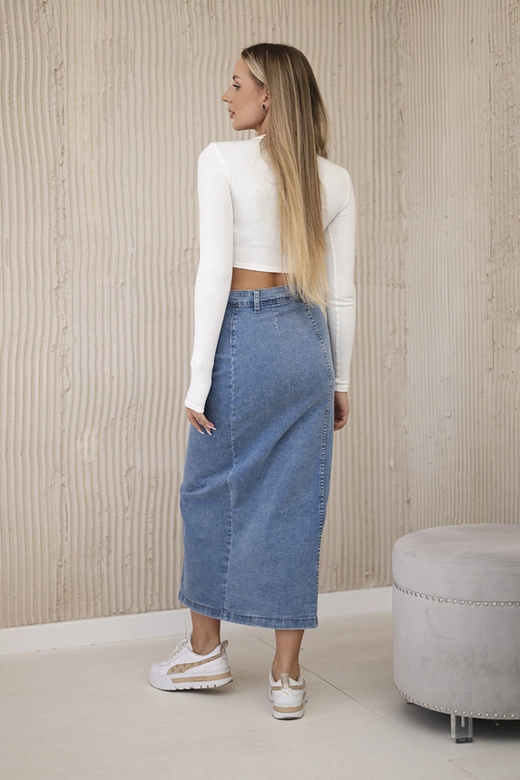 Long skirt with buttons light denim