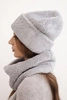 Women's fleece set with a hat and a scarf featuring a decorative patch gray