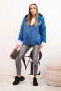 Women's quilted jacket with a hood denim
