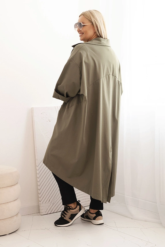 Plus Size women's Punto cardigan with cotton and buttons khaki