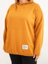 Plus-Size Damen Viskose Kapuzenpullover mit Kängurutasche senfgelb