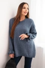 Women's sweater with mohair and wool blend in a loose fit denim