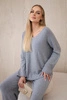 Zweiteiliges Strickset Pullover + Hose grau