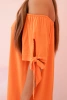Women's viscose dress with tied sleeves orange
