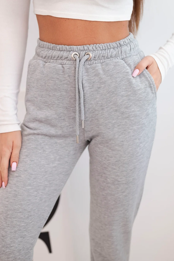 Damen Baumwollhose mit Gummibund grau