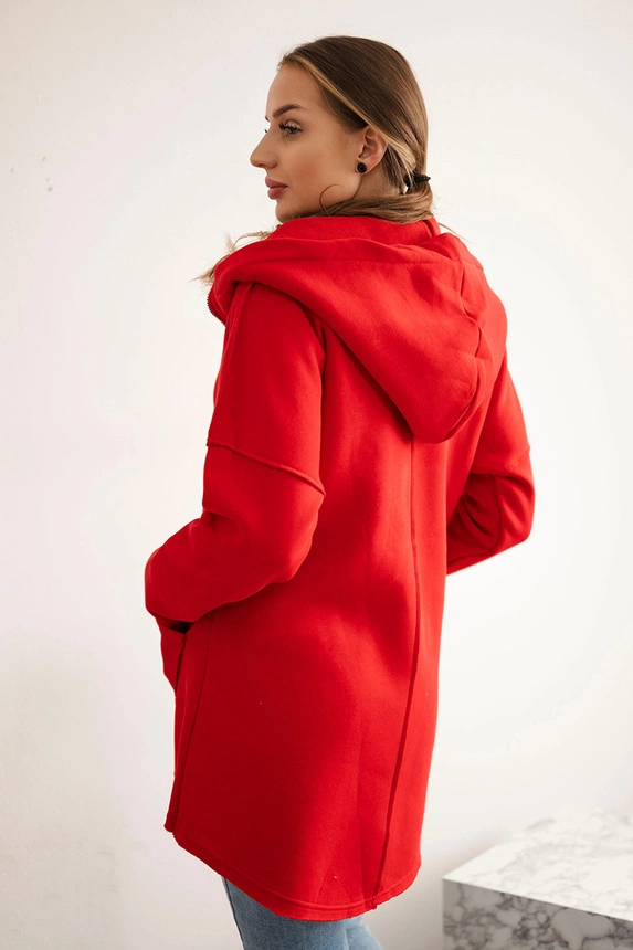 Warm-up Sweatshirt mit längerem Rücken und Taschen rot