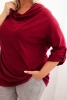 Women's Plus Size loose-fitting blouse with cotton and water neckline burgundy