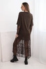Women's dress with a tulle bottom and sleeves brown