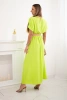 Long dress with a decorative belt neon green